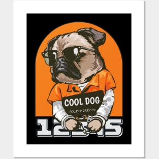 Black Orange Illustrated Cool Dog Posters and Art